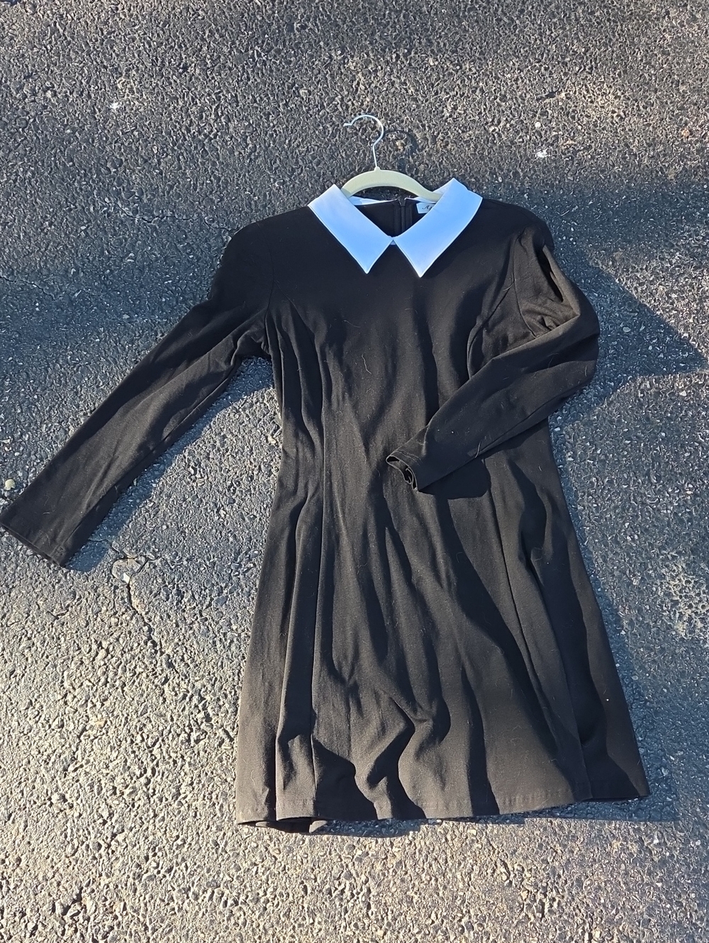 Wednesday Adams Black Long-Sleeve Dress with White Pointed Collar